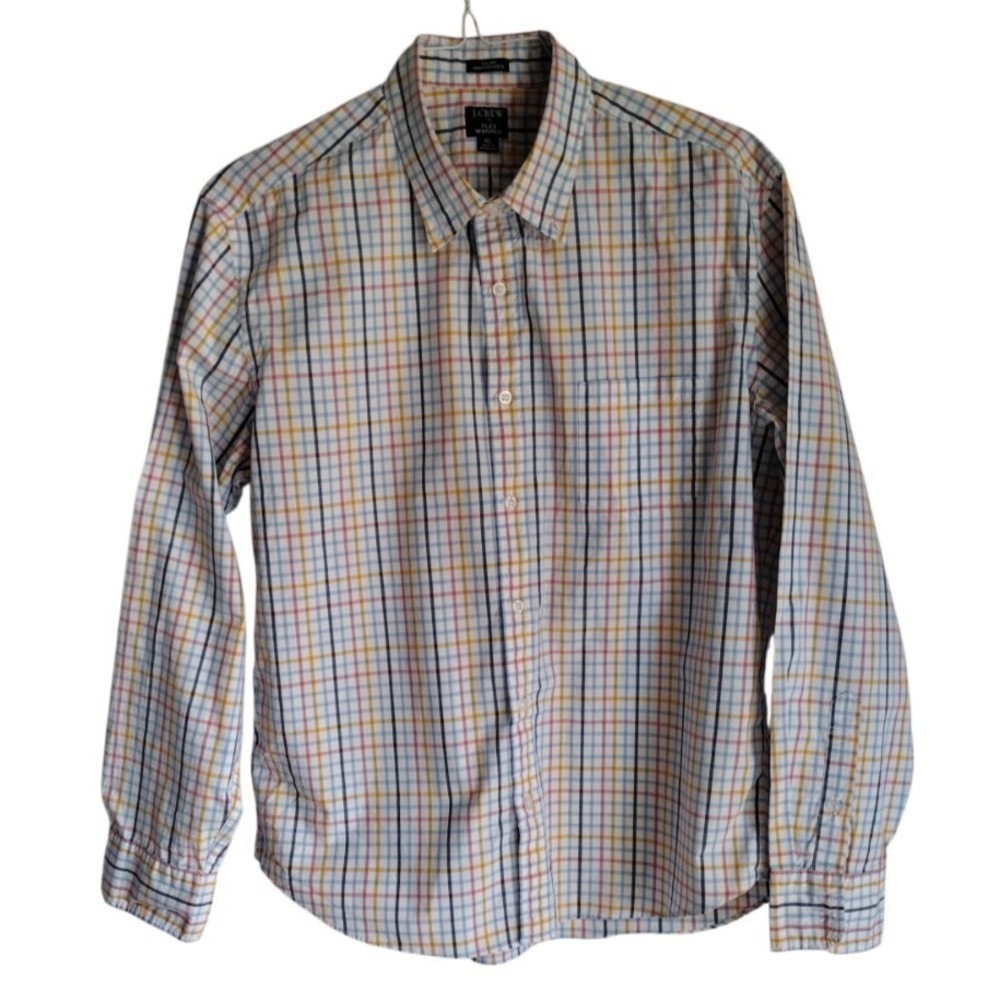 J.Crew Button Down Shirt Men's XL Multicolor Slim Untucked Flex Washed Casual‎